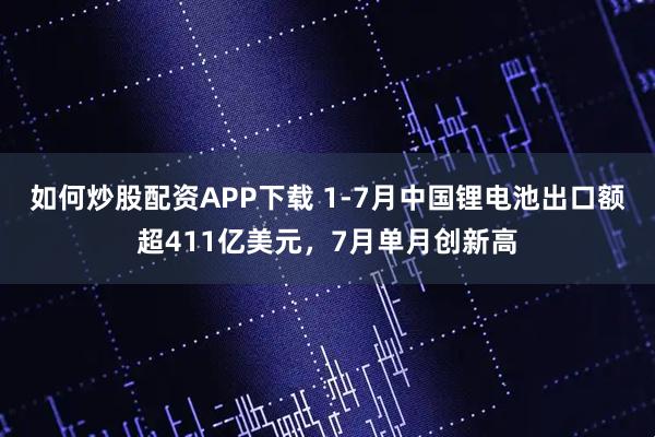 如何炒股配资APP下载 1-7月中国锂电池出口额超411亿美元，7月单月创新高
